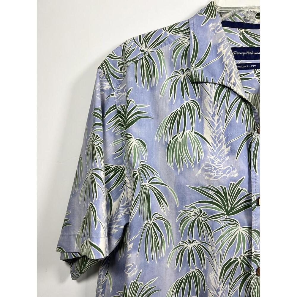 Tommy Bahama Mens Large Blue Palm Leaf 70% Silk Short Sleeve Hawaiin Shirt - Picture 4 of 9